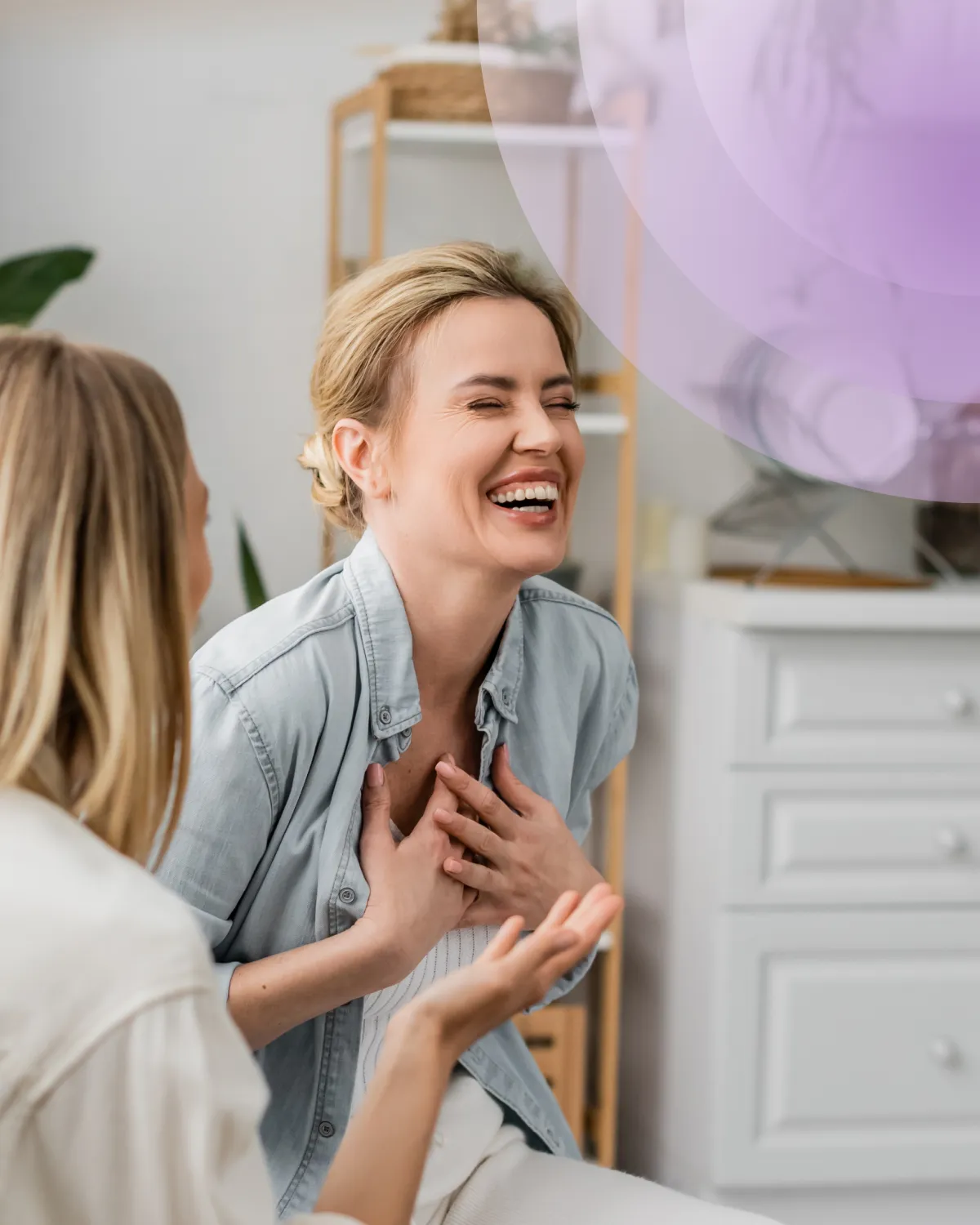 A woman feeling reassured after making an enquiry